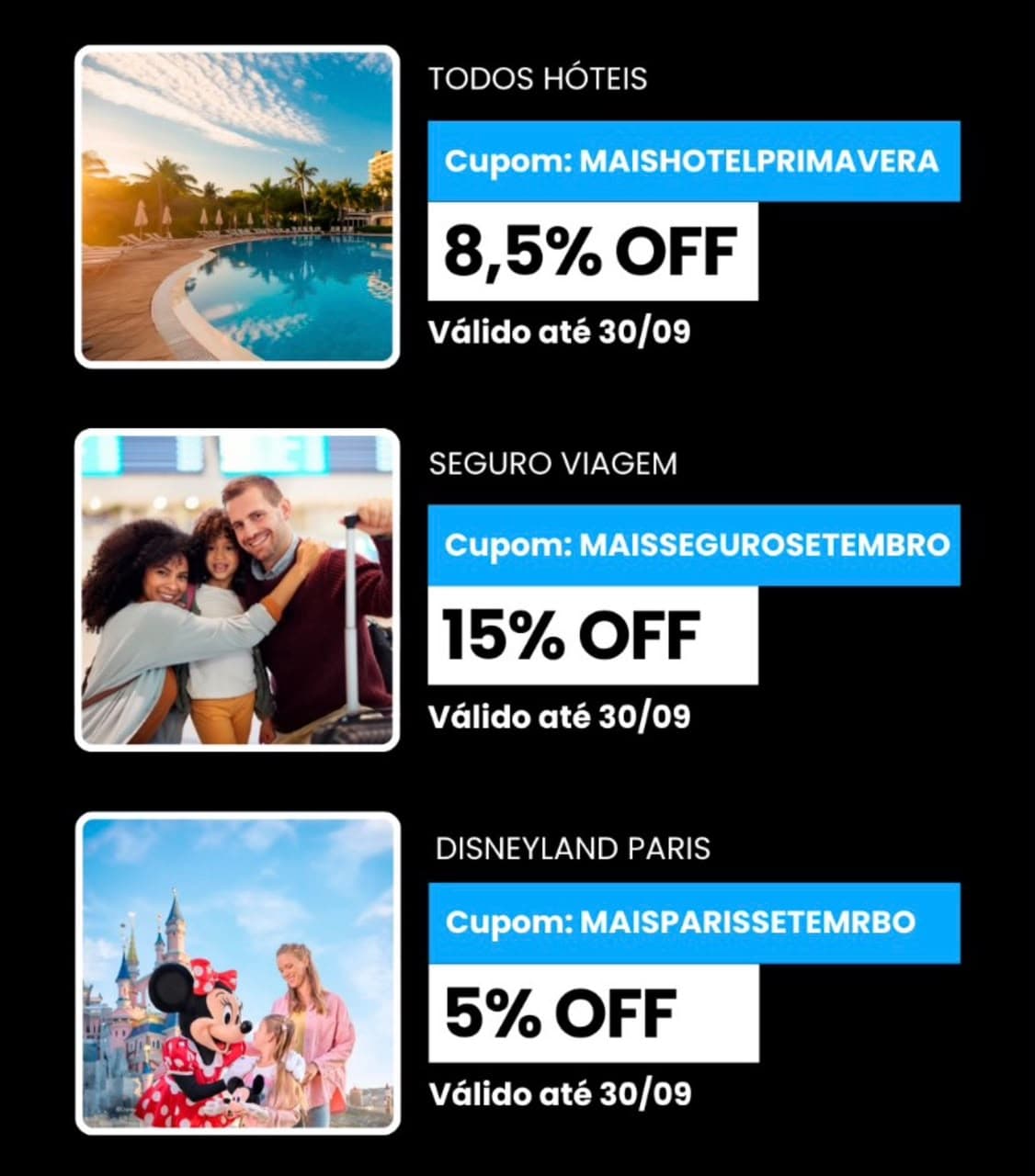 Promoções da Loja: Hotel, Seguro, Disney e Paris com Desconto Até 30/09